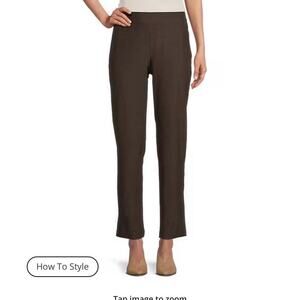 Eileen Fisher Slim Straight Ankle Pants Brown Pull-On Minimalist Stretch XL